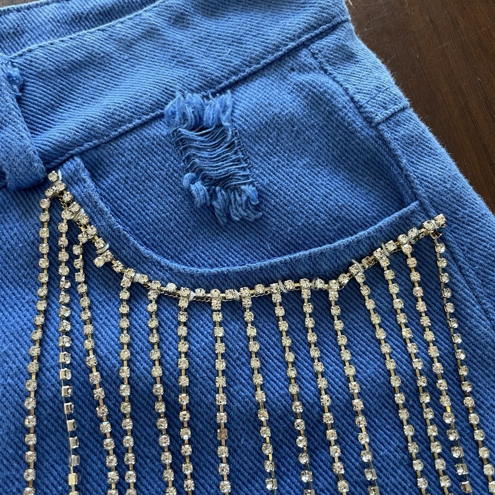 Blue B Women's High Rise Rhinestone Fringe Shorts - Small Cowgirl Rodeo Festival - Picture 9 of 13